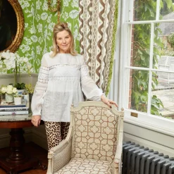 Serena Fresson Fabrics<Mrs. Alice Chestnut Brown Bamboo Trellis Fabric