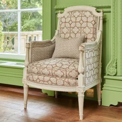 Serena Fresson Fabrics<Mrs. Alice Chestnut Brown Bamboo Trellis Fabric