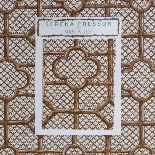 Serena Fresson Fabrics<Mrs. Alice Chestnut Brown Bamboo Trellis Fabric