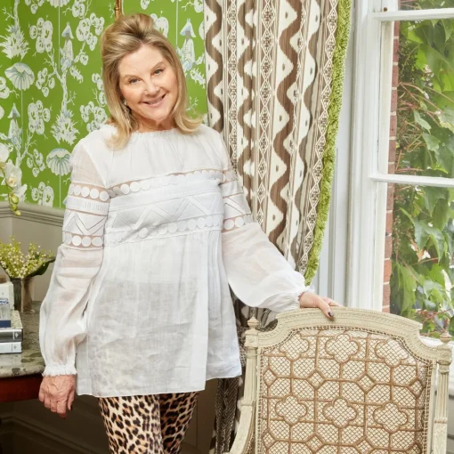 Serena Fresson Fabrics<Mrs. Alice Chestnut Brown Ikat Stripe Fabric