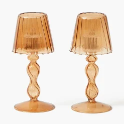 Candle Holders | Tea Light Lanterns<Mrs. Alice Chestnut Glass Lantern Tea Light Holder (Pair) - 18cm