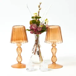 Candle Holders | Tea Light Lanterns<Mrs. Alice Chestnut Glass Lantern Tea Light Holder (Pair) - 18cm