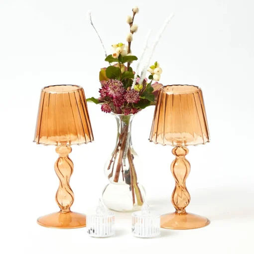 Candle Holders | Tea Light Lanterns<Mrs. Alice Chestnut Glass Lantern Tea Light Holder (Pair) - 18cm
