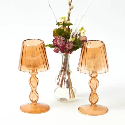 Candle Holders | Tea Light Lanterns<Mrs. Alice Chestnut Glass Lantern Tea Light Holder (Pair) - 18cm