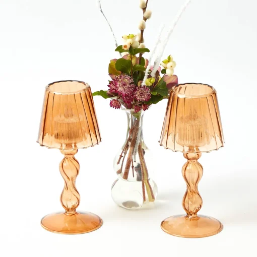Candle Holders | Tea Light Lanterns<Mrs. Alice Chestnut Glass Lantern Tea Light Holder (Pair) - 18cm