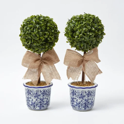 Spring Decorations | For The Homemaker<Mrs. Alice Chinoiserie Faux Potted Boxwood Tree (Pair)