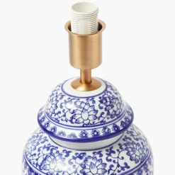 Rechargeable Table Lamps<Mrs. Alice Chinoiserie Rechargeable Lamp & Cobalt Ikat Shade (22cm)