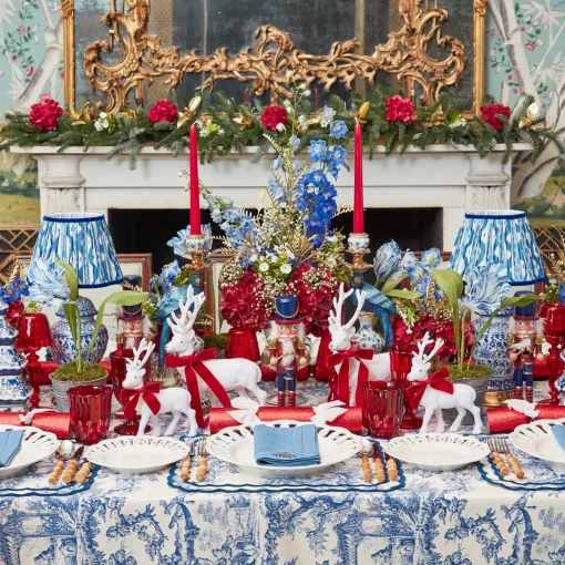 Rechargeable Table Lamps<Mrs. Alice Chinoiserie Rechargeable Lamp & Cobalt Ikat Shade (22cm)