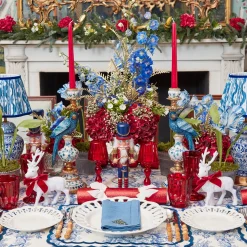 Rechargeable Table Lamps<Mrs. Alice Chinoiserie Rechargeable Lamp & Cobalt Ikat Shade (22cm)