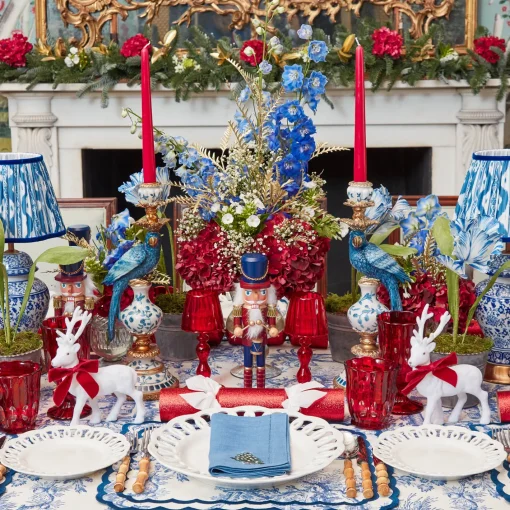 Rechargeable Table Lamps<Mrs. Alice Chinoiserie Rechargeable Lamp & Cobalt Ikat Shade (22cm)