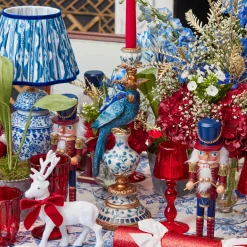Rechargeable Table Lamps<Mrs. Alice Chinoiserie Rechargeable Lamp & Cobalt Ikat Shade (22cm)