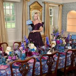 Rechargeable Table Lamps<Mrs. Alice Chinoiserie Rechargeable Lamp & Cobalt Ikat Shade (22cm)