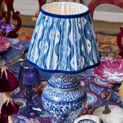 Rechargeable Table Lamps<Mrs. Alice Chinoiserie Rechargeable Lamp & Cobalt Ikat Shade (22cm)