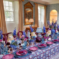 Rechargeable Table Lamps<Mrs. Alice Chinoiserie Rechargeable Lamp & Cobalt Ikat Shade (22cm)