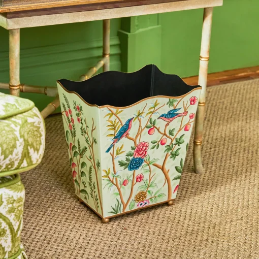 For Her | For The Homemaker<Mrs. Alice Chinoiserie Tole Waste Paper Bin