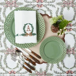 Napkins | Mrs. Alice Monogram<Mrs. Alice Chocolate Bow Garland White Linen Napkins (Set of 4)