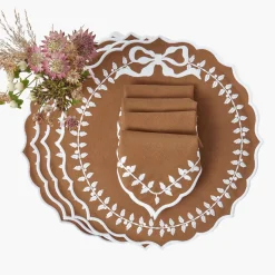 Table Linen Sets<Mrs. Alice Chocolate Bow Laurel Placemats & Napkins (Set of 4)