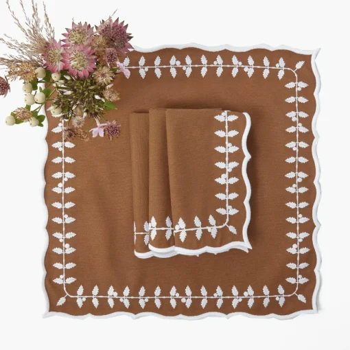 Table Linen Sets<Mrs. Alice Chocolate Bow Laurel Placemats & Napkins (Set of 4)
