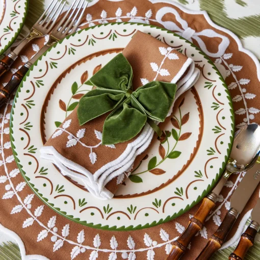 Table Linen Sets<Mrs. Alice Chocolate Bow Laurel Placemats & Napkins (Set of 4)