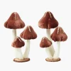 Autumn Decorations<Mrs. Alice Chocolate Glitter Velvet Mushroom (Pair) - 25cm