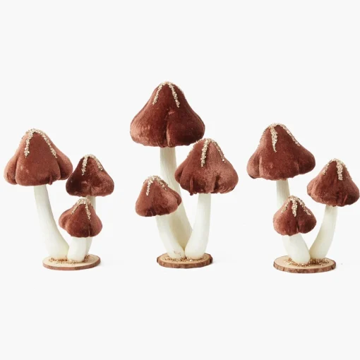 Autumn Decorations<Mrs. Alice Chocolate Glitter Velvet Mushroom Family