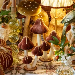 Autumn Decorations<Mrs. Alice Chocolate Glitter Velvet Mushroom Family