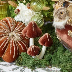 Autumn Decorations<Mrs. Alice Chocolate Glitter Velvet Mushroom Family