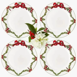 Dinner Plates | Crockery Sets<Mrs. Alice Christmas Garland Dinner Plate (Set of 4)