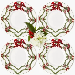 Crockery Sets<Mrs. Alice Christmas Garland Dinner & Starter Plates (Set of 8)