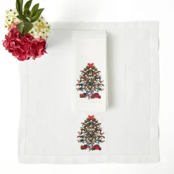 Napkins<Mrs. Alice Christmas Tree White Linen Napkins (Set of 4)