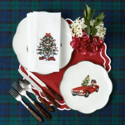 Napkins<Mrs. Alice Christmas Tree White Linen Napkins (Set of 4)
