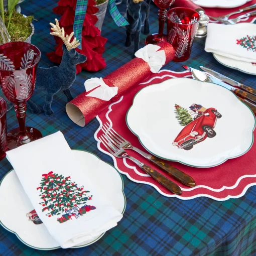 Napkins<Mrs. Alice Christmas Tree White Linen Napkins (Set of 4)