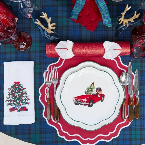 Napkins<Mrs. Alice Christmas Tree White Linen Napkins (Set of 4)