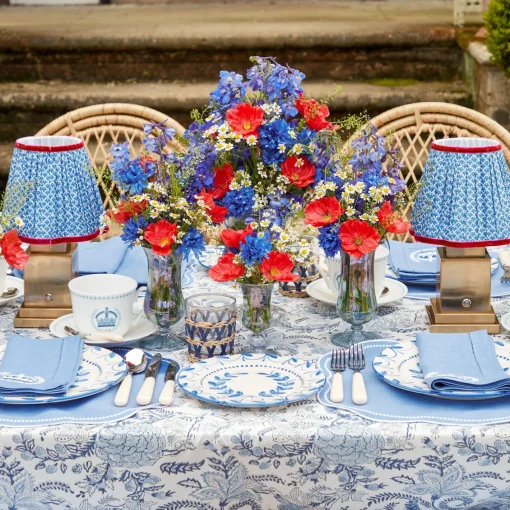 Lampshades<Mrs. Alice Cobalt & Red Lotus Lampshade (18cm)