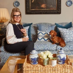 Serena Fresson Fabrics<Mrs. Alice Cobalt Blue Ikat Stripe Fabric
