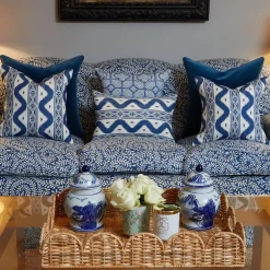 Serena Fresson Fabrics<Mrs. Alice Cobalt Blue Ikat Stripe Fabric