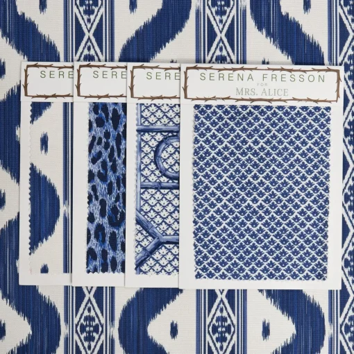 Serena Fresson Fabrics<Mrs. Alice Cobalt Blue Ikat Stripe Fabric