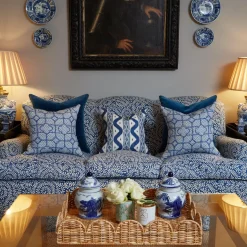 Serena Fresson Fabrics<Mrs. Alice Cobalt Blue Ikat Stripe Fabric