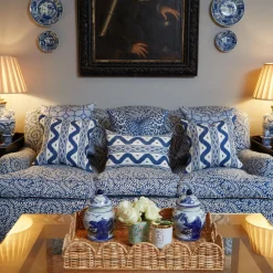 Serena Fresson Fabrics<Mrs. Alice Cobalt Blue Ikat Stripe Fabric