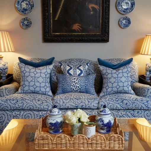 Serena Fresson Fabrics<Mrs. Alice Cobalt Blue Leopard Fabric