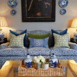 Serena Fresson Fabrics<Mrs. Alice Cobalt Blue Leopard Fabric