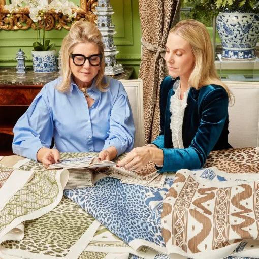 Serena Fresson Fabrics<Mrs. Alice Cobalt Blue Lotus Flower Fabric