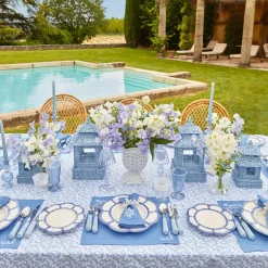 Summer Table Linen | Placemats<Mrs. Alice Coral Blue Linen Placemats (Set of 4)