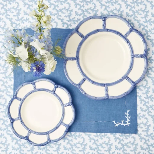 Summer Table Linen | Table Linen Sets<Mrs. Alice Coral Blue Linen Placemats & Napkins (Set of 4)