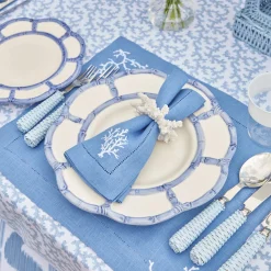 Summer Table Linen | Placemats<Mrs. Alice Coral Blue Linen Placemats (Set of 4)