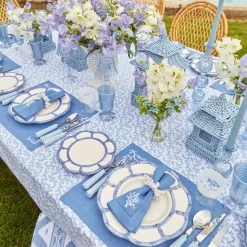 Summer Table Linen | Placemats<Mrs. Alice Coral Blue Linen Placemats (Set of 4)