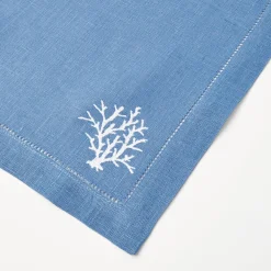 Summer Table Linen | Table Linen Sets<Mrs. Alice Coral Blue Linen Placemats & Napkins (Set of 4)