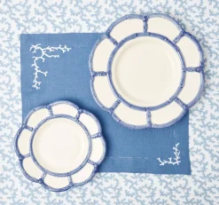 Summer Table Linen | Placemats<Mrs. Alice Coral Blue Linen Placemats (Set of 4)