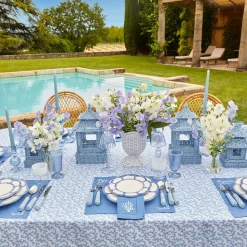 Summer Table Linen | Placemats<Mrs. Alice Coral Blue Linen Placemats (Set of 4)