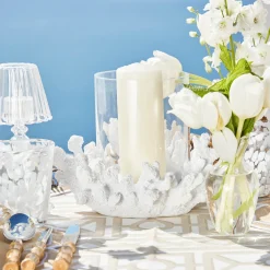 Summer Glassware | Summer Candleware<Mrs. Alice Coral Hurricane Lantern
